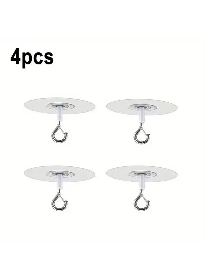 4pcs Transparent Heavy Duty Self Adhesive Ceiling Hooks No Drill Installation - Image 4