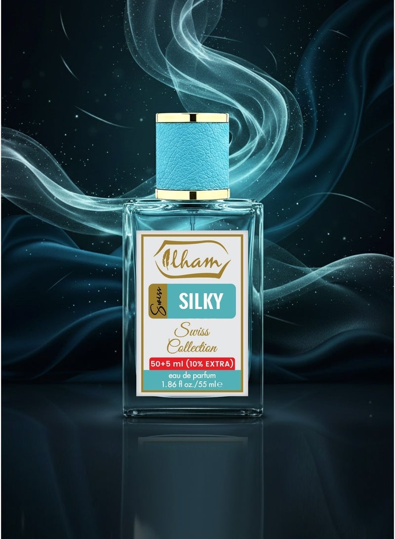 عطور إلهام  سويس سيلكي (50مل+5مل) 10٪ إضافي – 55 مل إدو برفيوم للجنسين - Image 2