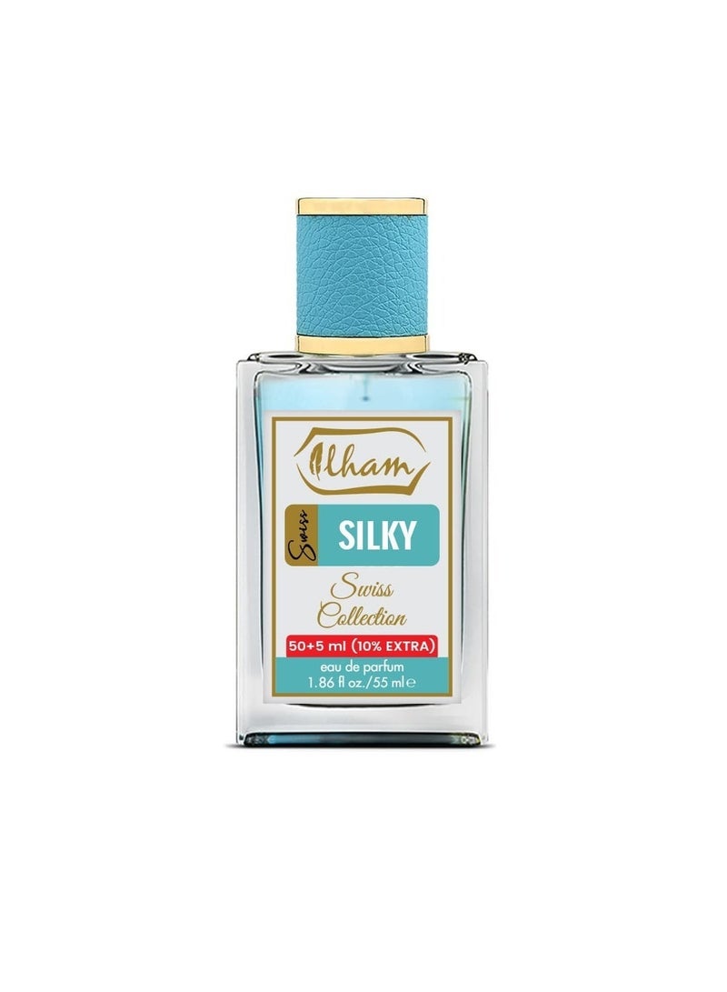 عطور إلهام  سويس سيلكي (50مل+5مل) 10٪ إضافي – 55 مل إدو برفيوم للجنسين - Image 3