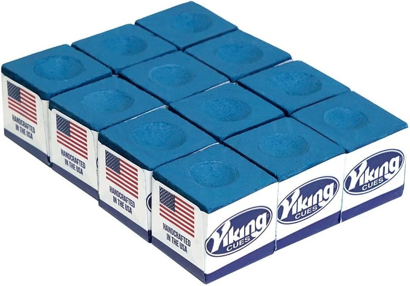 Viking Pool Cue Chalk Blue 12 Pack | Billiard Pool Stick Chalk for Home, Bar, and Tournament Use - Image 1