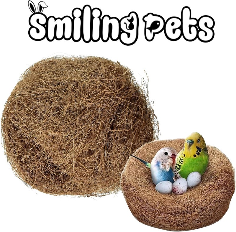 Smiling Pets Sterilized Natural Coconut Fiber for Bird Nest, Nesting Material for Comfortable Bedding in Nesting Box, Great for Nest Building and Hideouts (200gm) - Image 2