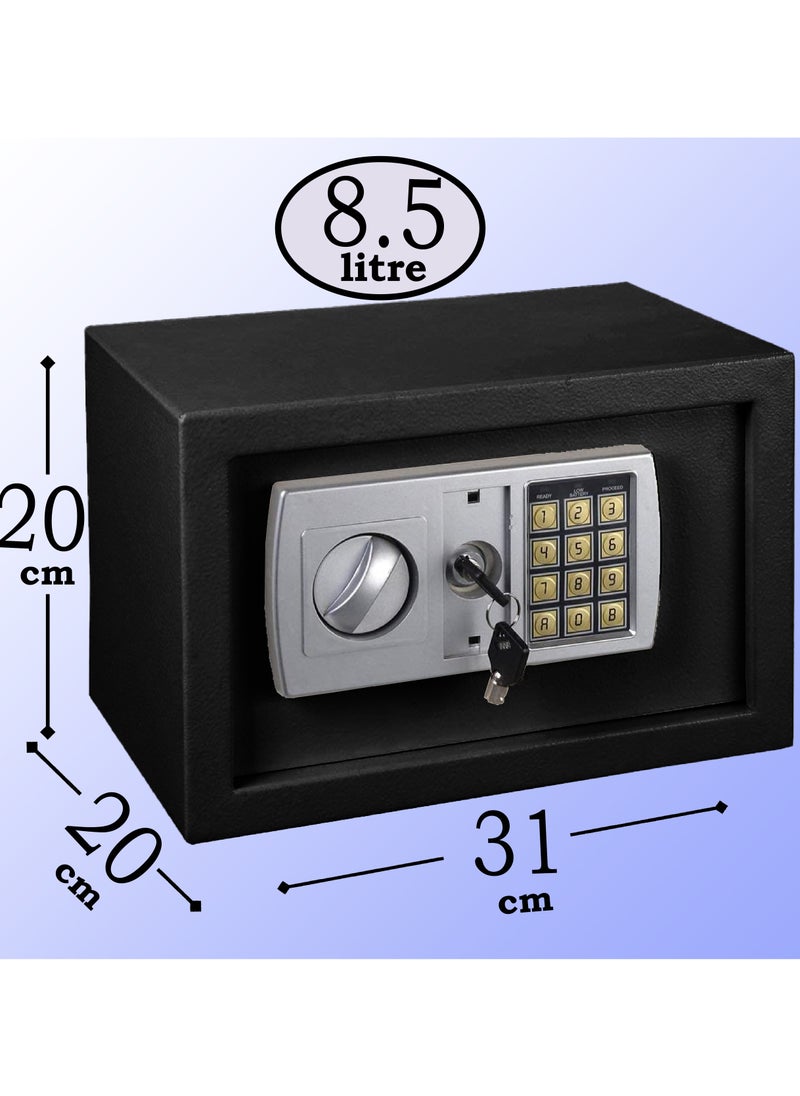 MAMATOONS Steel Safe Box with Digital Keypad and Override Key Safe Box Cash Box for Home Office Jewelry Passport Watches Phone Cash Size 31 x 20 x 20cm 8.5L Black  - Image 2