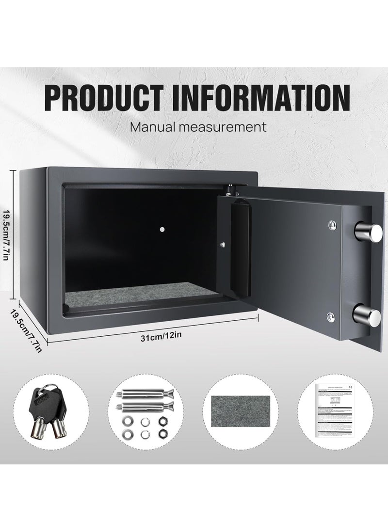 MAMATOONS Steel Safe Box with Digital Keypad and Override Key Safe Box Cash Box for Home Office Jewelry Passport Watches Phone Cash Size 31 x 20 x 20cm 8.5L Black  - Image 5