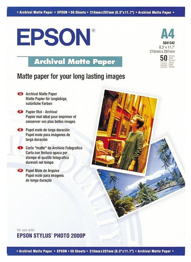 Epson A4 Archival Matte 50 Photo Papers White - pzsku/Z334D82C42026FD42BAEAZ/45/_/1732263637/063b3075-8c3c-428f-bdcc-aae5462d00c7