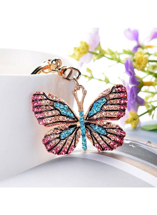 NIBEMINENT Rhinestone Studded Butterfly Designed Keychain - Image 3