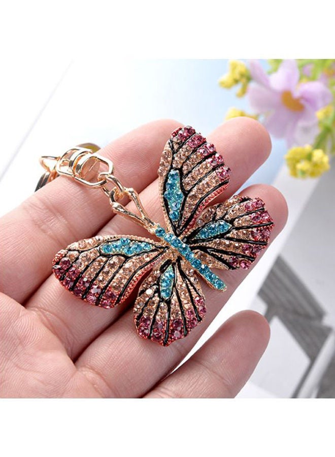 NIBEMINENT Rhinestone Studded Butterfly Designed Keychain - Image 2