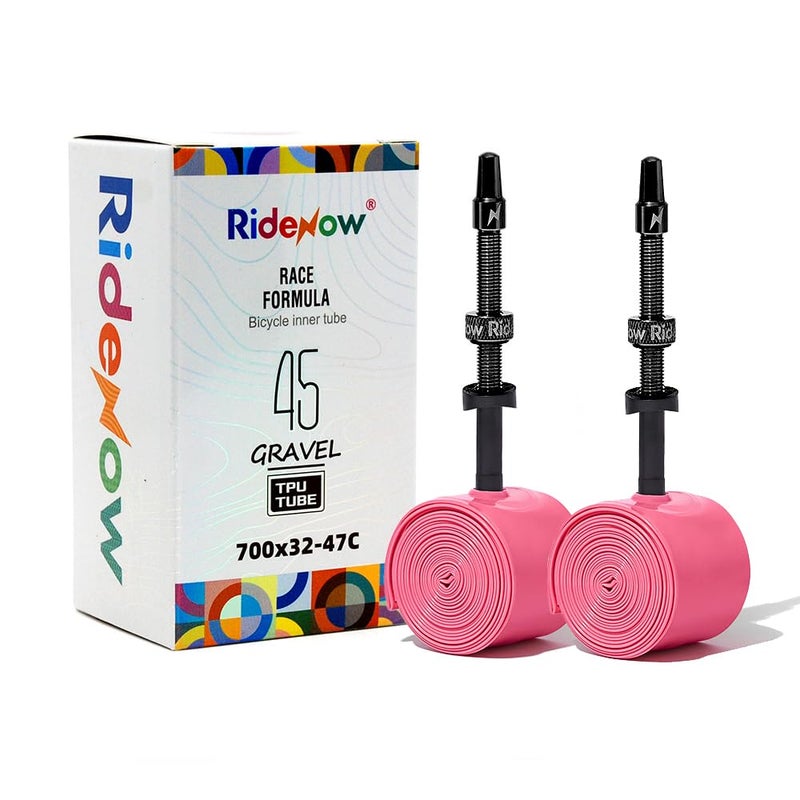 Bibike 2 Pack Ridenow TPU Tubes 700x18-32C/32-47C with Metal Presta Valve, Removable Valve Core - Image 1