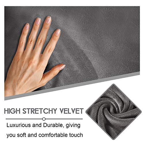 ULTICOR Reclining Love Seat Slipcover, 48" - 65" L, 6-Piece Velvet Stretch Loveseat Reclining Sofa Covers, 2 seat Love seat Recliner Cover, Thick, Soft, Washable (Dark Grey) - Image 3