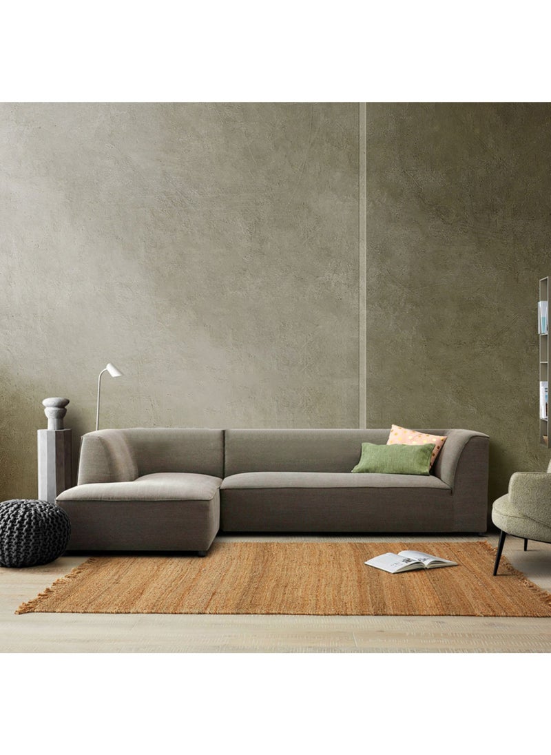 KARNAK Liza 2 Pieces Velvet Fabric Sectional L-Shape Trendy Sofa Color Light Brown  - Image 1