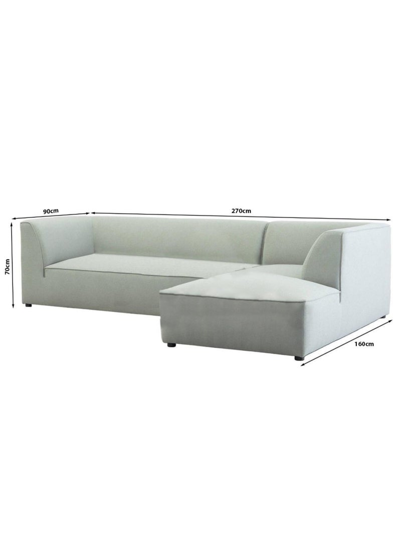 KARNAK Liza 2 Pieces Velvet Fabric Sectional L-Shape Trendy Sofa Color Light Brown  - Image 2