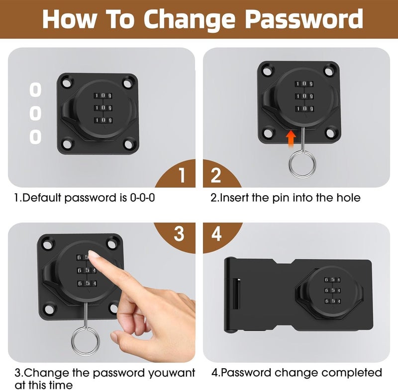XAMILE Household Cabinet Password Locks Cabinet Door Combination Lock Door Security Slide Latch Lock for Small Doors, Cabinets, Barn Door (1 Pack Black) - Image 5
