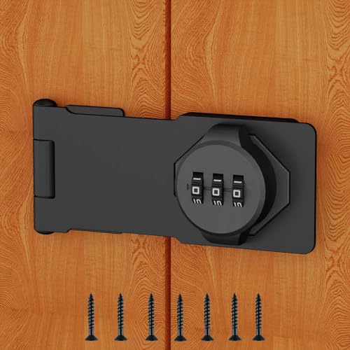 XAMILE Household Cabinet Password Locks Cabinet Door Combination Lock Door Security Slide Latch Lock for Small Doors, Cabinets, Barn Door (1 Pack Black) - Image 1