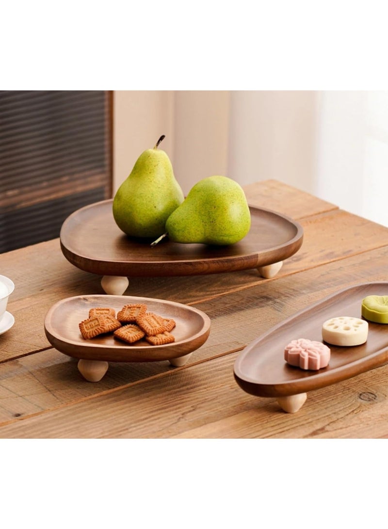 Bukela Wooden Tray, Chinese Style Wooden Tall Plate, Irregular Fruit Plate, dim Sum Plate, Snack Household Storage Tray - Image 2
