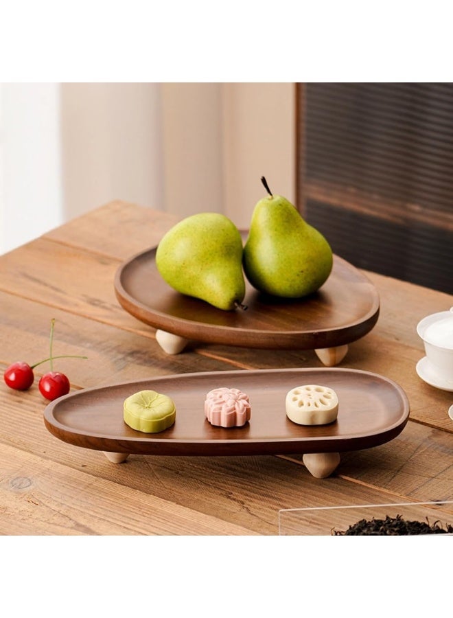 Bukela Wooden Tray, Chinese Style Wooden Tall Plate, Irregular Fruit Plate, dim Sum Plate, Snack Household Storage Tray - Image 3
