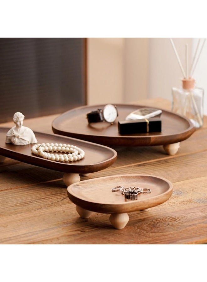 Bukela Wooden Tray, Chinese Style Wooden Tall Plate, Irregular Fruit Plate, dim Sum Plate, Snack Household Storage Tray - Image 4