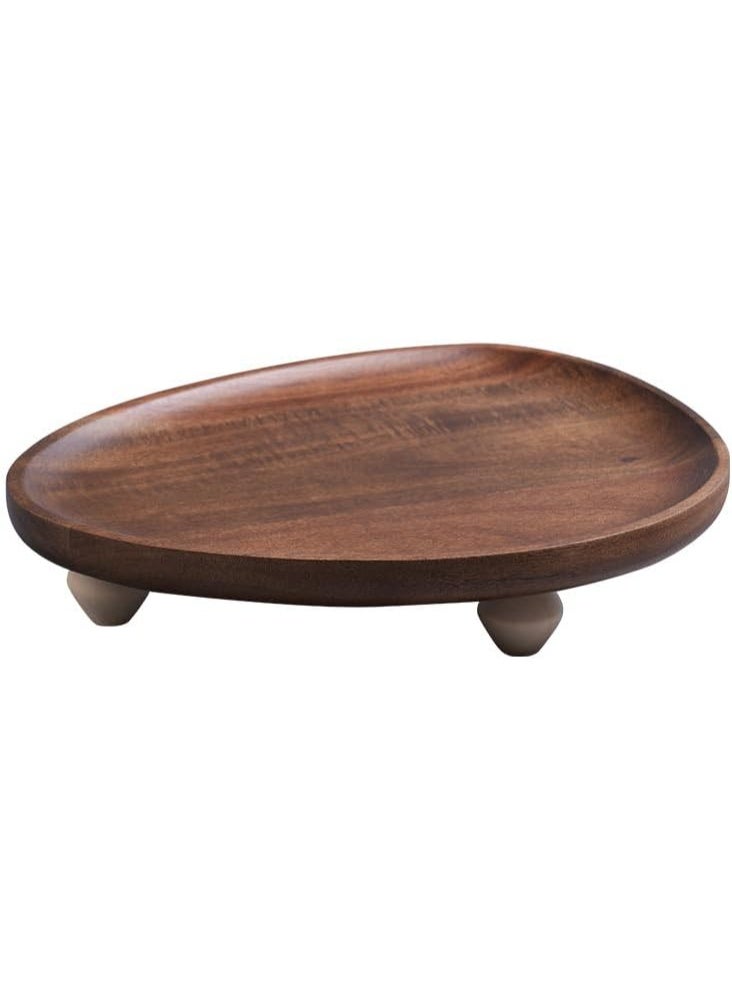 Bukela Wooden Tray, Chinese Style Wooden Tall Plate, Irregular Fruit Plate, dim Sum Plate, Snack Household Storage Tray - Image 1