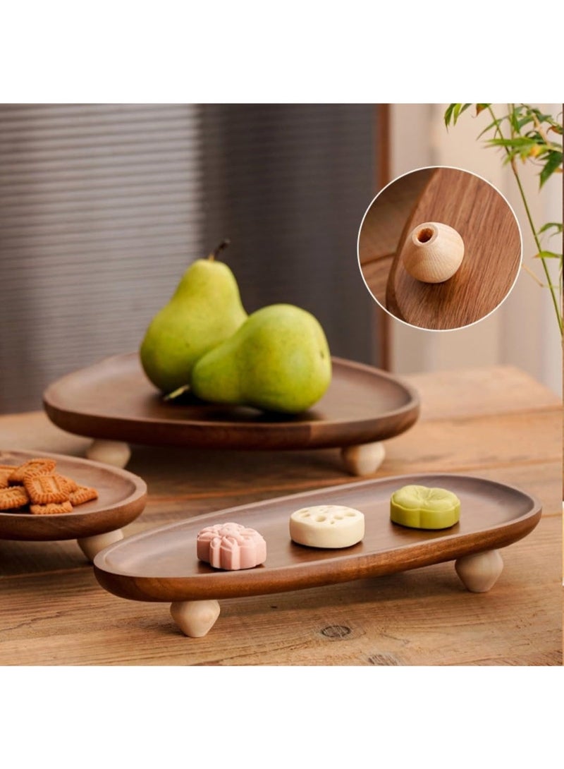Bukela Wooden Tray, Chinese Style Wooden Tall Plate, Irregular Fruit Plate, dim Sum Plate, Snack Household Storage Tray - Image 5