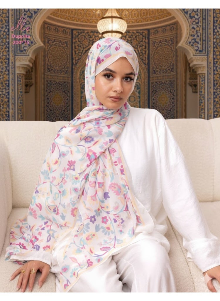 ايل طرحة وشاح حجاب إسلامي دوبتا  فاخر للنساء – طرحة فخمة وانيقة للمناسبات والاستخدام اليومي -  مقاس (200 سم × 75 سم) - Image 1