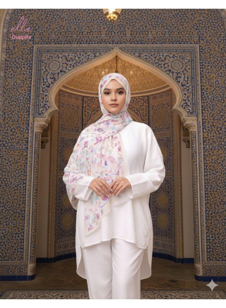 ايل طرحة وشاح حجاب إسلامي دوبتا  فاخر للنساء – طرحة فخمة وانيقة للمناسبات والاستخدام اليومي -  مقاس (200 سم × 75 سم) - Image 2