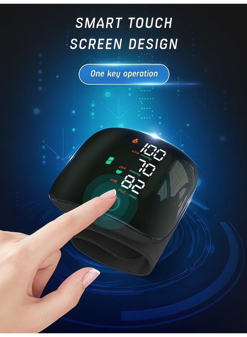 BlueHole Rechargeable Electronic Wrist Blood Pressure Monitor, Adjustable Cuff, Blood Pressure Measurement Function, 2x99 Measurement Result Storage, Large Screen Display, Voice Heart Rate Automatic Measurement. - Image 3