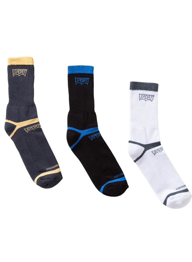 COTTONIL Pack of 3 Half Towel Cotton Collection Sport Socks for Men 35/28  - Image 1