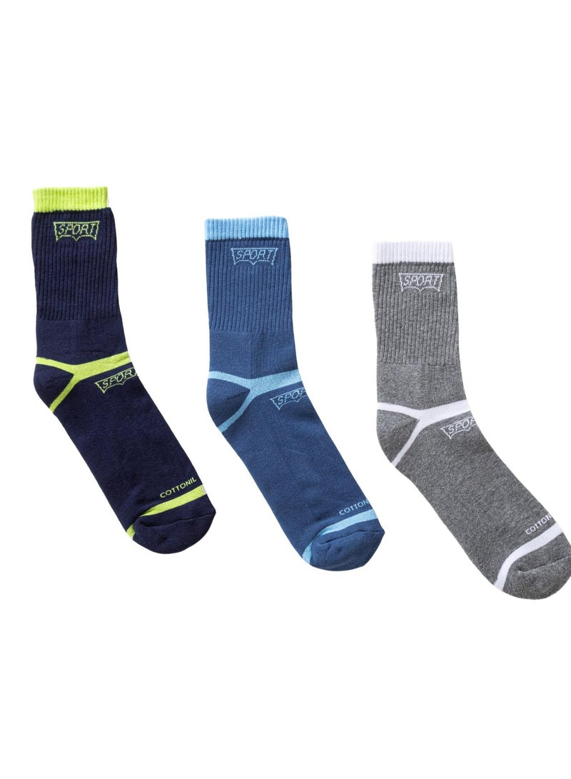 COTTONIL Pack of 3 Half Towel Cotton Collection Sport Socks for Men 35/28  - Image 2