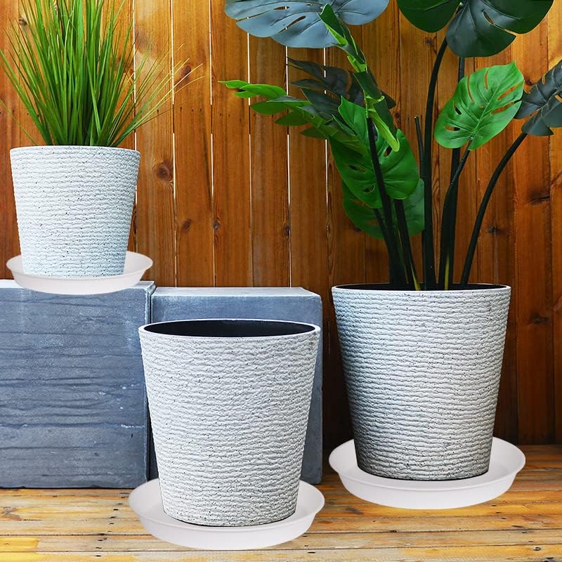 Bleuhome 4 Pack of 17 inch Plant Saucer, 2.3" Depth Tray, Large Deep Garden Plastic Flower Planter Plant Trays for Indoors Outdoor Bath Bath (17", Creamy White) - Image 5