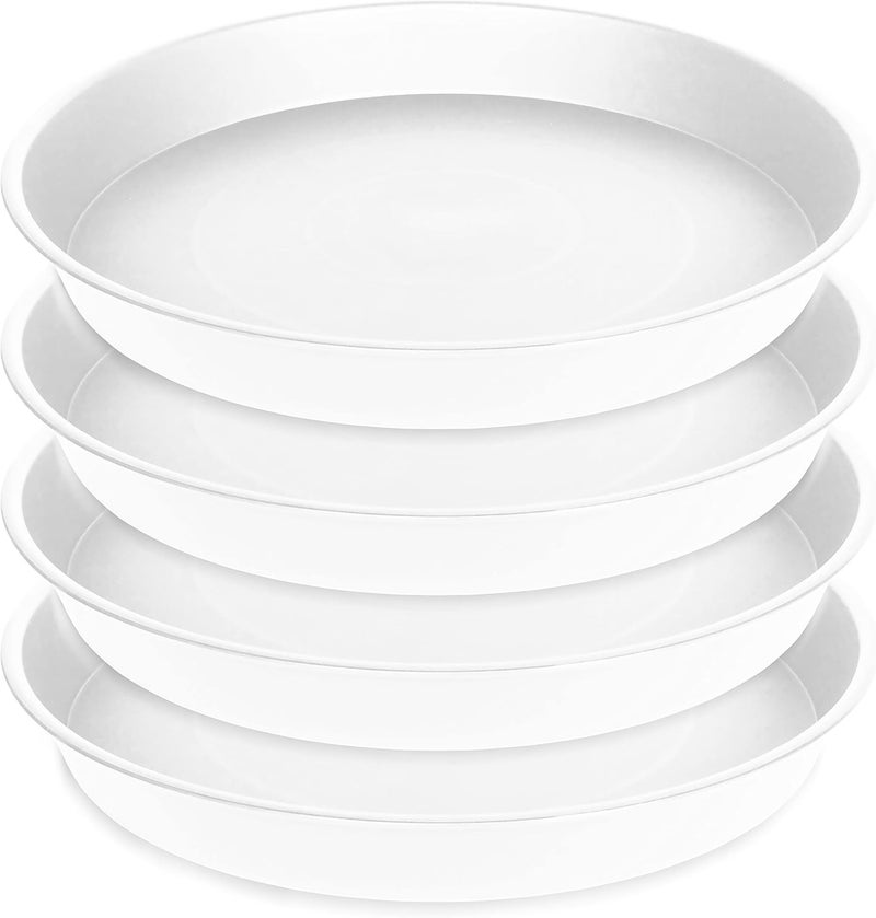 Bleuhome 4 Pack of 17 inch Plant Saucer, 2.3" Depth Tray, Large Deep Garden Plastic Flower Planter Plant Trays for Indoors Outdoor Bath Bath (17", Creamy White) - Image 1