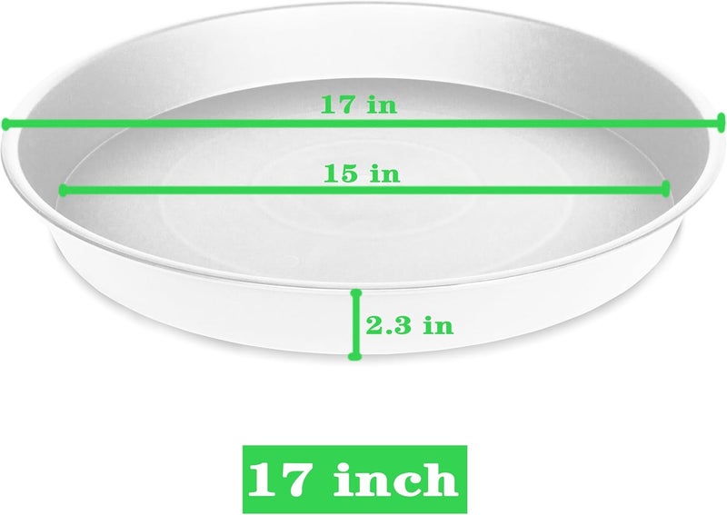Bleuhome 4 Pack of 17 inch Plant Saucer, 2.3" Depth Tray, Large Deep Garden Plastic Flower Planter Plant Trays for Indoors Outdoor Bath Bath (17", Creamy White) - Image 2