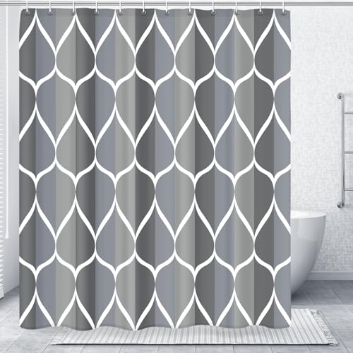 Gelbchu Grey Blue Blend 72 x 72 Inch Shower Curtain Waterproof Design and Polyester QuickDrying Heavy Duty Shower Curtains Set for Bathroom Machine Washable with 12 Plastic Hooks - Image 1