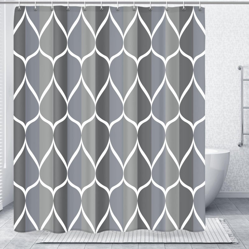 Gelbchu Grey Blue Blend 72 x 72 Inch Shower Curtain Waterproof Design and Polyester QuickDrying Heavy Duty Shower Curtains Set for Bathroom Machine Washable with 12 Plastic Hooks - Image 2