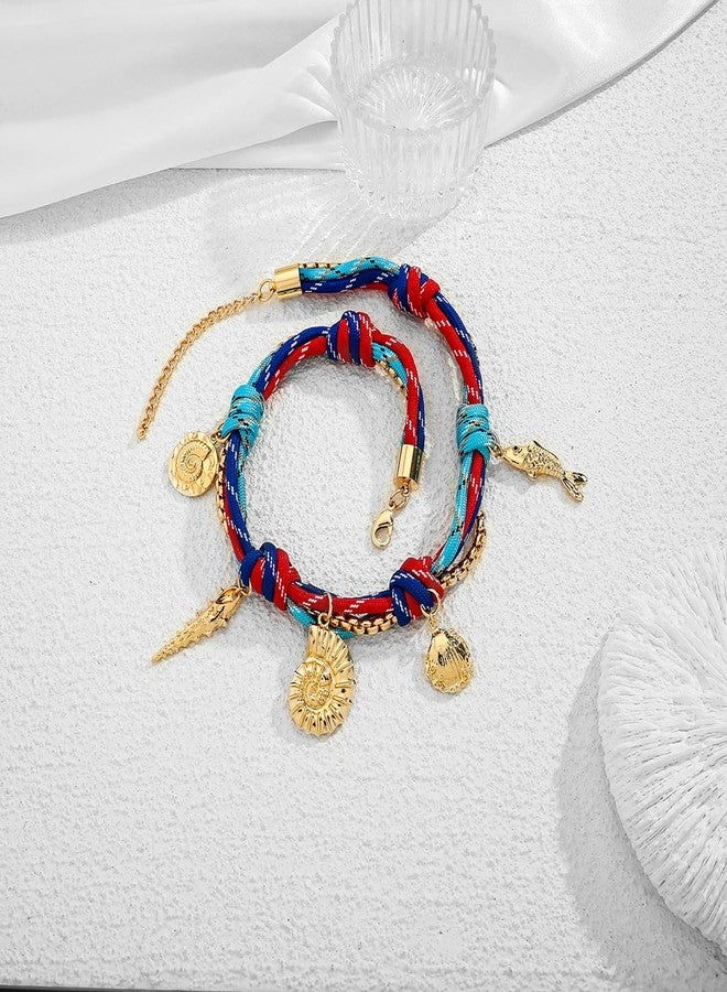 HolidayQbee Gold Sea Shell Charms Necklace For Women With Trendy Hand Braided Rope Seashell Conch Necklace Summer Beach Necklaces Fashion Starfish Necklaces Jewelry Gift - Image 5