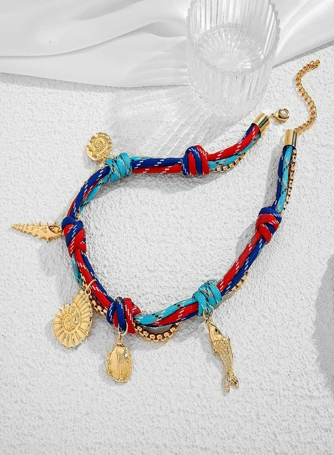 HolidayQbee Gold Sea Shell Charms Necklace For Women With Trendy Hand Braided Rope Seashell Conch Necklace Summer Beach Necklaces Fashion Starfish Necklaces Jewelry Gift - Image 4