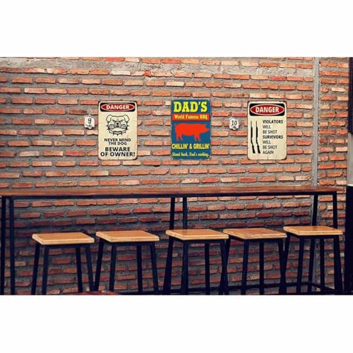 AOYEGO Dad's BBQ Tin Sign,World Famous BBQ with Red Pig Blue Vintage Metal Tin Signs for Cafes Bars Pubs Shop Wall Decorative Funny Retro Signs for Men Women 8x12 Inch - Image 4