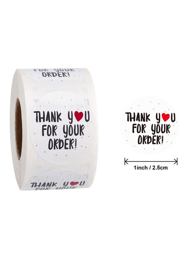 لفافة لصاقات بعبارة ’Thank You for Your Order‘ من 500 قطعة باللونين الأبيض والأسود أبيض - Image 2