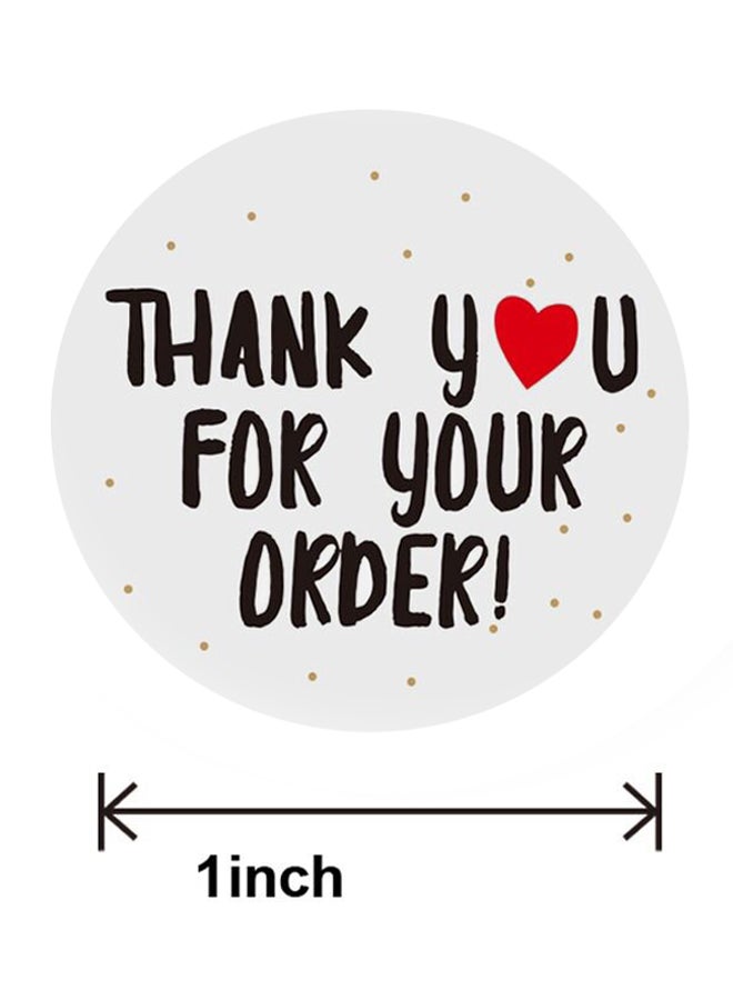 لفافة لصاقات بعبارة ’Thank You for Your Order‘ من 500 قطعة باللونين الأبيض والأسود أبيض - Image 3