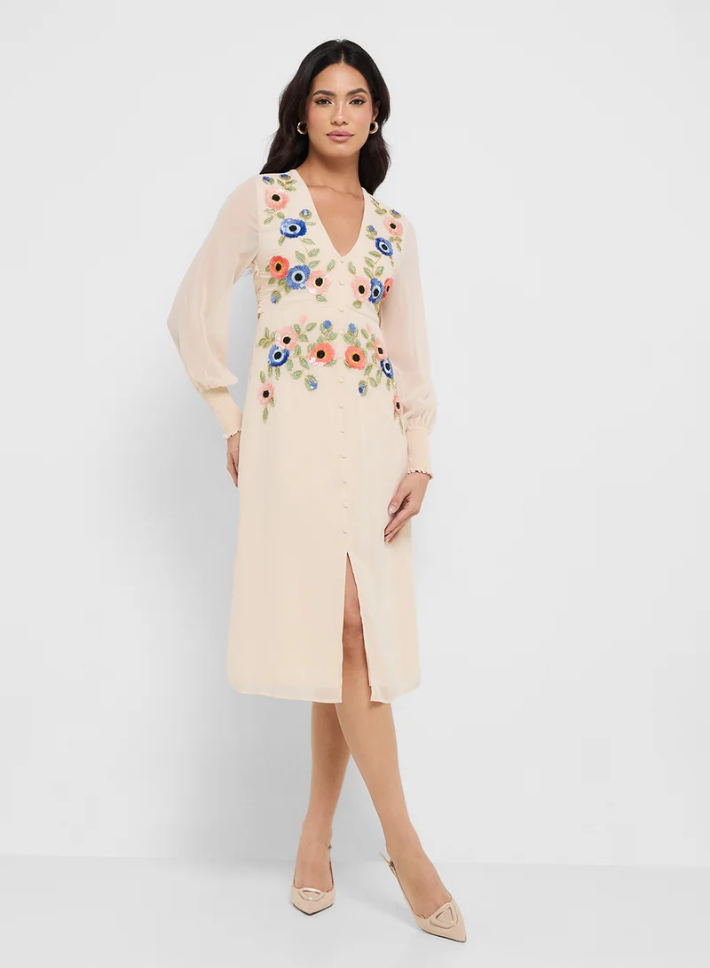 Hope & Ivy Floral Chiffon Dress