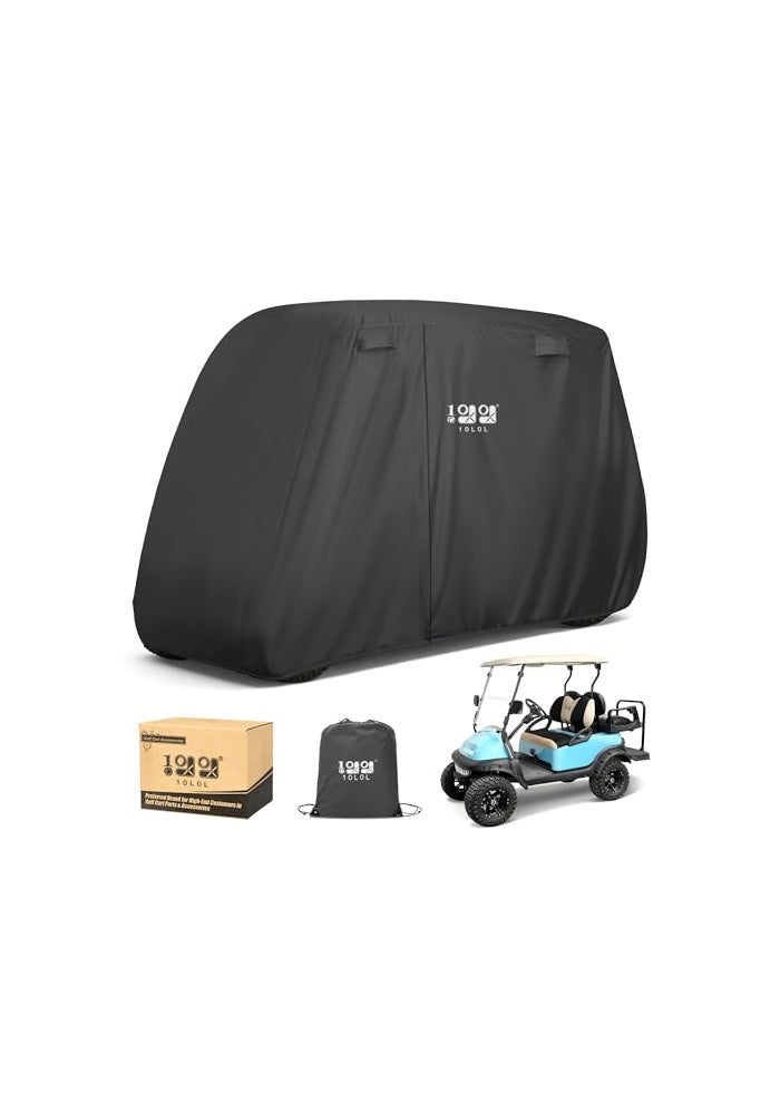 10L0L Golf Cart Cover 2442 Passenger for Yamaha EZGO Club Car Heavy Duty 420D Waterproof Windproof Durable Oxford Golf Cart Cover with 3 Zipper Doors for AllWeather Protection Black - Image 1