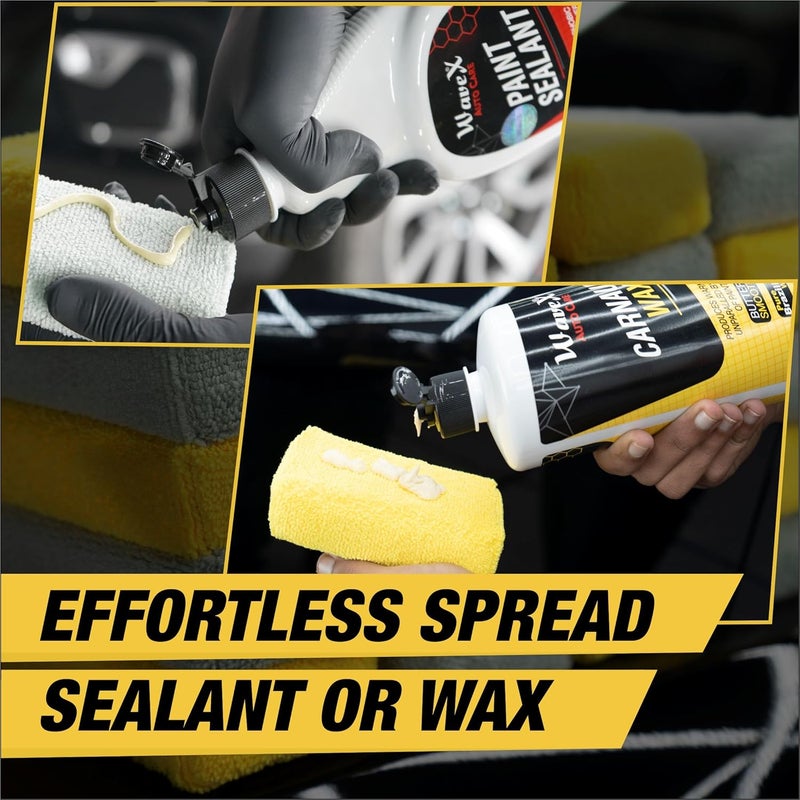 Wavex Microfiber Applicator Car Polish Sponge | Microfiber Applicator Sponge for Car Polish | Car Polish Pad Applicator for Ceramic Coating, Waxes, Polishes, Dressers - (Yellow 8 pcs) - Image 4