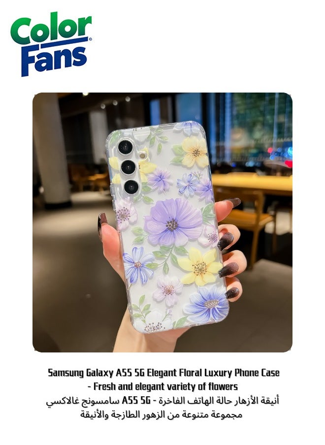 Color Fans Samsung Galaxy A55 5G Elegant Floral Luxury Phone Case 