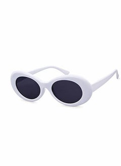 White Oval Round Sunglasses Thick Bold Retro Clout Goggles (White, Smoke)