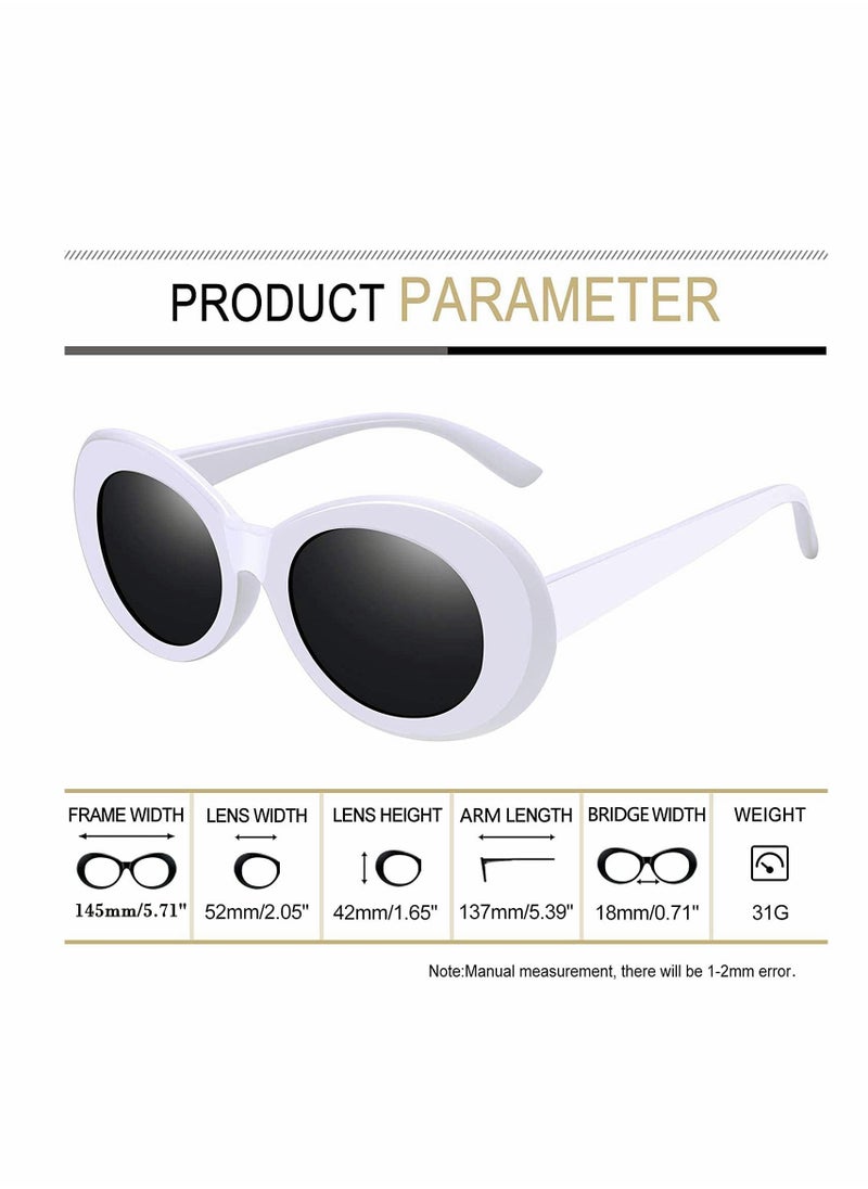 KASTWAVE - White Oval Round Sunglasses Thick Bold Retro Clout Goggles (White, Smoke) - Image 1