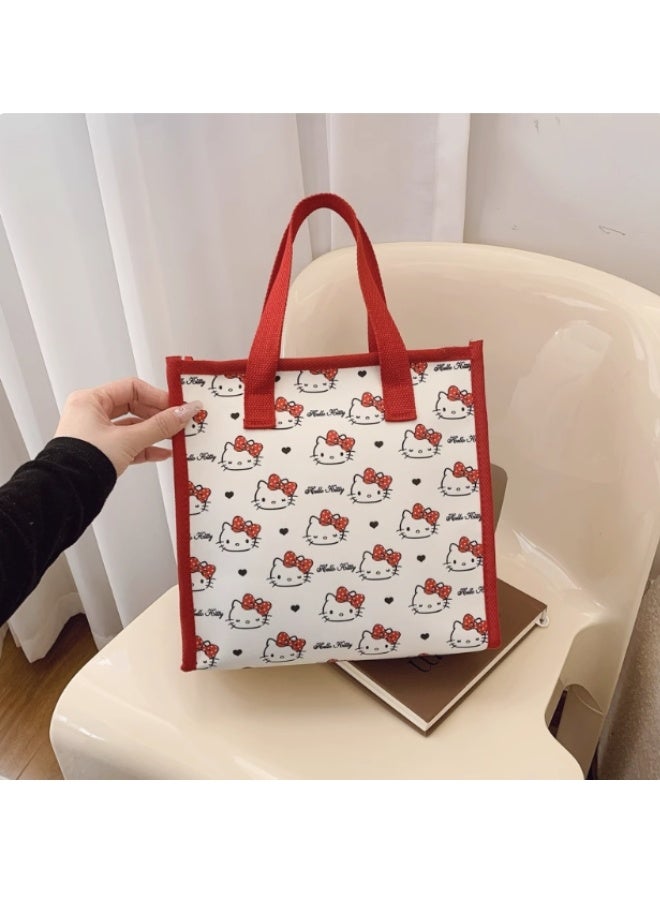 Sanrio Hello Kitty Tote Bag – Cute Reusable Shopping Handbag with Red Handles, Lightweight & Eco-Friendly  - Image 2