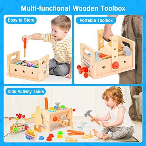 Hieoby Wooden Tool Set for Kids 2 3 4 5 Year Old 29Pcs Educational STEM Toys Toddler Montessori Toys for 2 Year Old Construction Preschool Learning Activities Gifts for Boys Girls Age 24 13 - Image 5