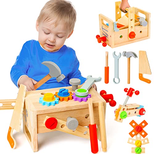 Hieoby Wooden Tool Set for Kids 2 3 4 5 Year Old 29Pcs Educational STEM Toys Toddler Montessori Toys for 2 Year Old Construction Preschool Learning Activities Gifts for Boys Girls Age 24 13 - Image 1