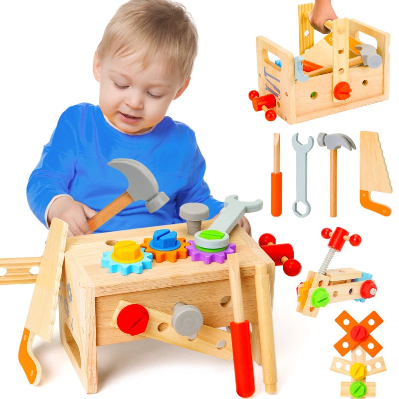 Hieoby Wooden Tool Set for Kids 2 3 4 5 Year Old 29Pcs Educational STEM Toys Toddler Montessori Toys for 2 Year Old Construction Preschool Learning Activities Gifts for Boys Girls Age 24 13 - Image 4