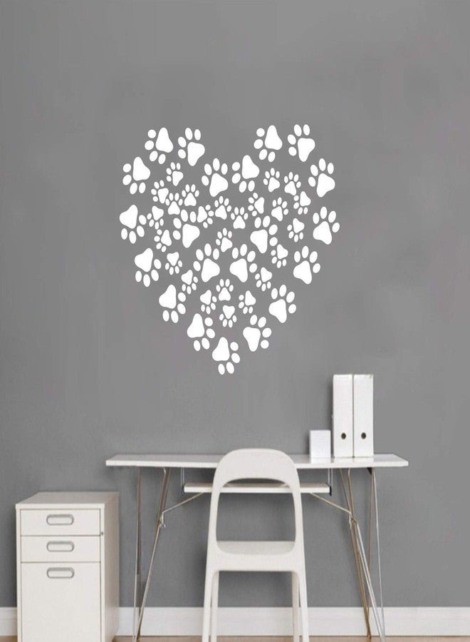 JURUOXIN 49 Pieces/Set Dog Paws Wall Decals Vinyl Pawprints Sticker Animal Footprint Wall Art Decoration for Kids Boy Girl Baby Nursery Bedroom Living Room Animal Tracks Decor YMX21 (White) - Image 3