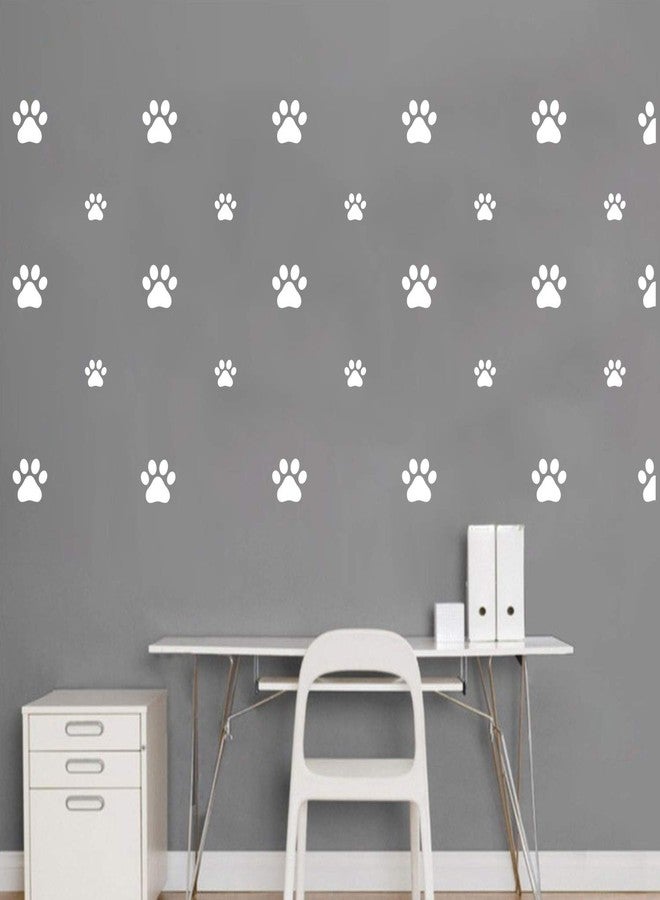 JURUOXIN 49 Pieces/Set Dog Paws Wall Decals Vinyl Pawprints Sticker Animal Footprint Wall Art Decoration for Kids Boy Girl Baby Nursery Bedroom Living Room Animal Tracks Decor YMX21 (White) - Image 4