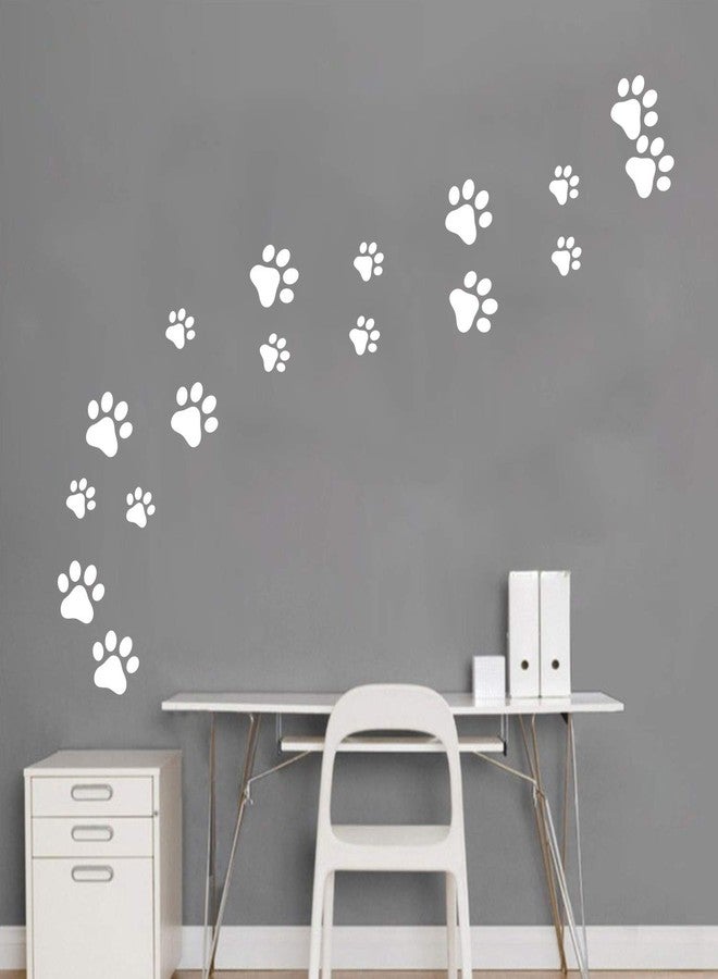 JURUOXIN 49 Pieces/Set Dog Paws Wall Decals Vinyl Pawprints Sticker Animal Footprint Wall Art Decoration for Kids Boy Girl Baby Nursery Bedroom Living Room Animal Tracks Decor YMX21 (White) - Image 2