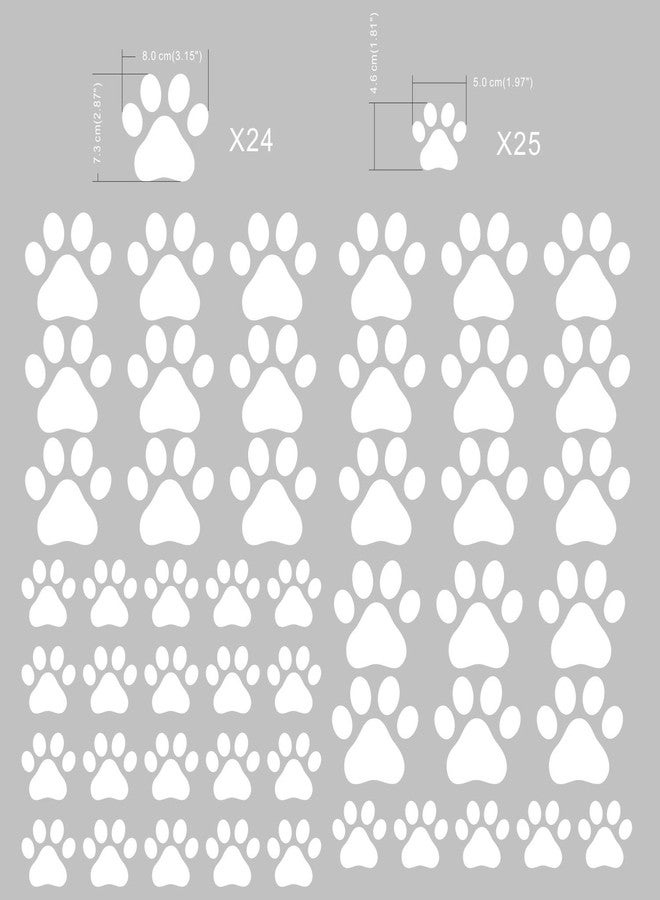 JURUOXIN 49 Pieces/Set Dog Paws Wall Decals Vinyl Pawprints Sticker Animal Footprint Wall Art Decoration for Kids Boy Girl Baby Nursery Bedroom Living Room Animal Tracks Decor YMX21 (White) - Image 5